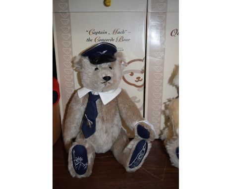 Two boxed Steiff teddy bears, comprising: 'Captain Mach - The Concorde Bear'; and 'Queen Elizabeth' bear.  Condition Report: 