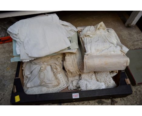 Textiles: a small quantity of lace, linen and other whitework, to include Christening gowns. 