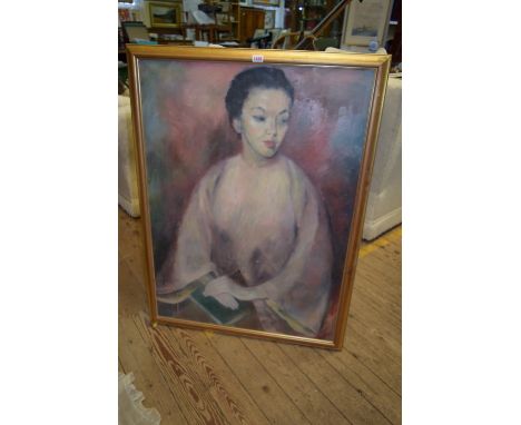 European School, a half-length portrait of a seated lady, oil on canvas, 95 x 70cm.