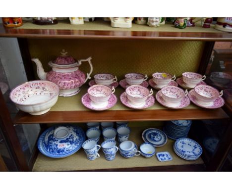 A Victorian Sunderland lustre part tea service. 
