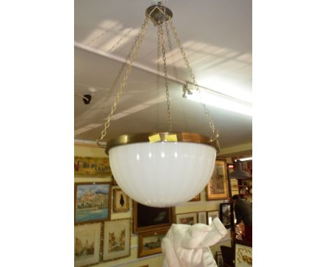 An opaque moulded white glass ceiling light, 36cm diameter. 