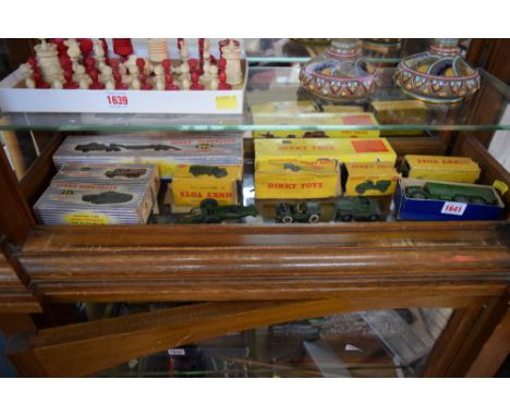 A collection of Dinky military vehicles, comprising: 660 Tank Transporter, boxed; 689 Medium Artillery Tractor, boxed; 651 Ce