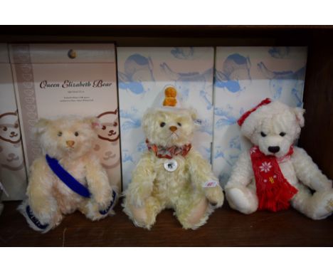 Two boxed Steiff teddy bears, comprising: 1928 replica clown; and Harrods 2012 bear. 