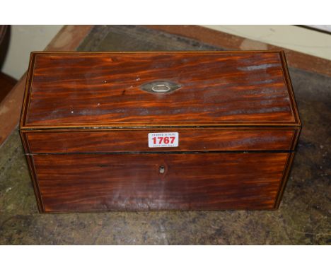 A George III satinwood and line inlaid rectangular tea caddy, 29cm wide.