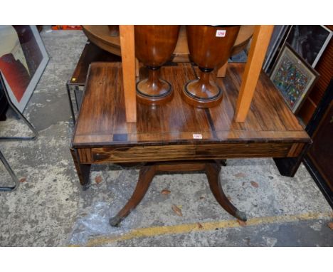 A 19th century rosewood and crossbanded sofa table, 90cm wide. 