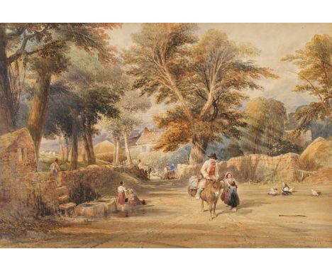Thomas Miles Richardson Jnr. RWS (1813-1890)Gateway to the villageSigned and dated 1887, watercolour hightened with white, 43