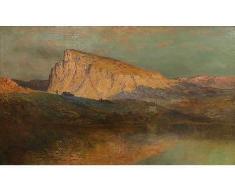 Alfred de Bréanski Snr. (1852-1928)"Cader Idris from Iwernan" Signed, inscribed with title and artists's address ‘Arno Cotte,