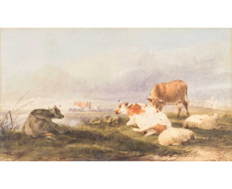 Thomas Sidney Cooper RA (1803-1902)Cattle and sheep at rest and grazing in an extensive landscapeSigned and indistinctly date