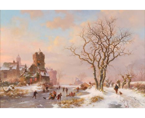 Frederik Marinus Kruseman (1816-1882) DutchWinter glowSigned and dated 1880, oil on canvas, 43cm by 63.5cmLined, two keys mis