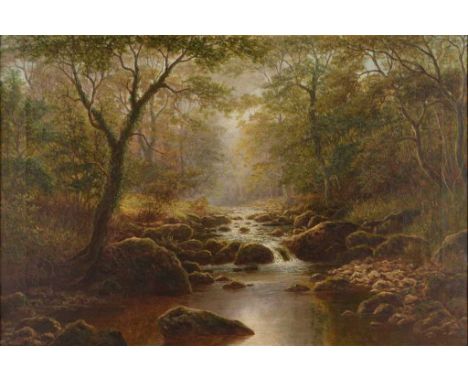 William Mellor (1851-1931) ''Bow Ghyll, Near Ilkley, Yorkshire'Signed, inscribed verso, oil on canvas, 50cm by 65cmUnlined. T