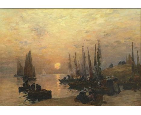 Fernand Marie Eugène Le Gout-Gérard (1856-1924) French ''Bateaux Pecheurs'' Signed, oil on canvas, 36.5cm by 53.5cmProvenance