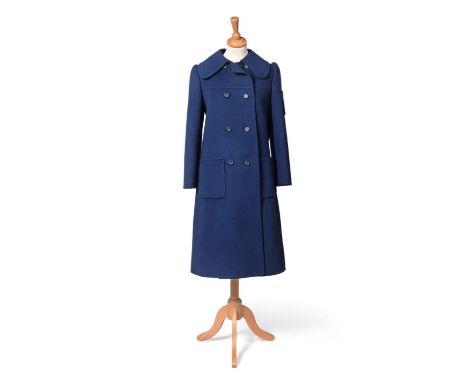Patron Original Christian Dior Paris Navy Blue Wool Coat, numbered '00200', double breasted with long sleeves, patch pockets 