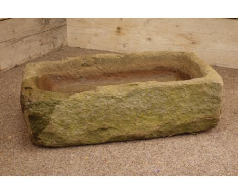 Rectangular rough cut stone shallow trough, 63cm x 41cm, H18cm