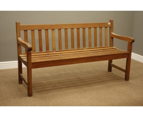 Teak slatted garden bench, W152cm