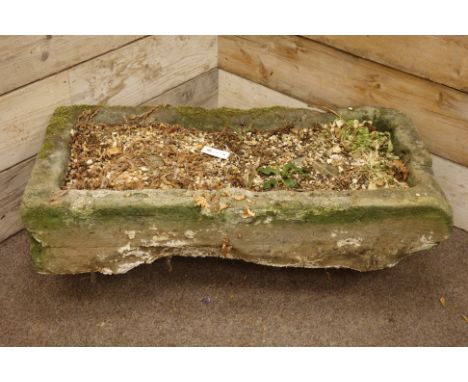 Rectangular weathered stone trough, 102cm x 50cm, H20cm