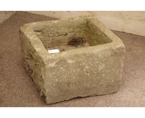 Rough cut stone trough, 50cm x 48cm, H31cm