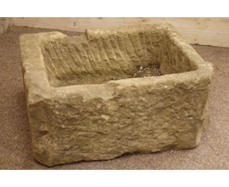 Rough cut stone trough, 60cm x 53cm, H26cm