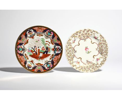Two English porcelain plates  late 18th/early 19th century, one Flight, Barr &amp; Barr Worcester, painted in the Oriental ma