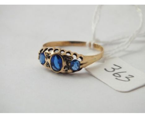 Sapphire half hoop ring with rose diamonds, size R, 2.1g
