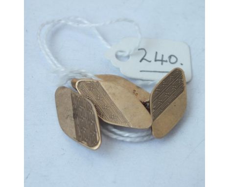 Pair of 9ct engine turn cufflinks, 5g