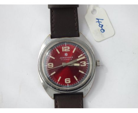 Junghans red dial gents wrist watch
