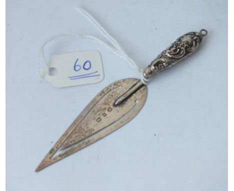 Silver trowel shaped book mark      