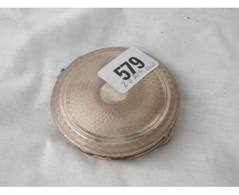 Circular compact with engine turn decoration, mirror interior, 1929 