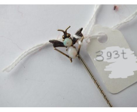 Opal 2 stone bug decorated stick pin