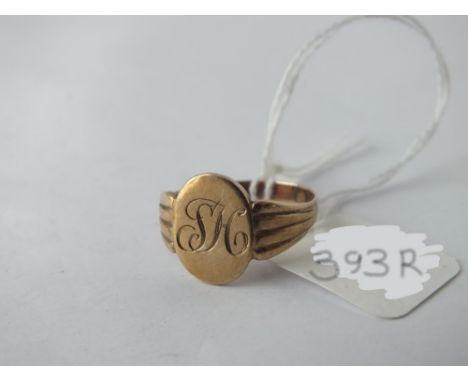 Another 9ct signet ring, size M, 3g