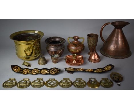 A Collection of Metalwares to include Late 19th Century Copper Jug, Copper and Brass Squat Vase of Urn Form, Copper Planter, 