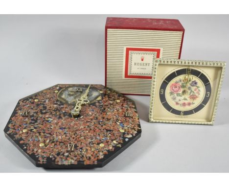 A Mid 20th Century "Regent" Easel Clock with Original Box Together with a Modern Wall Clock 