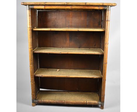 An Early 20th Century Bamboo Three Shelf Open Bookcase, 93cm wide, Base Shelf Needs Re-fixing 