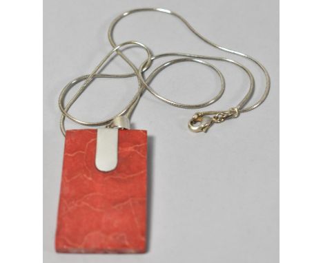 A Rectangular Hard Stone Tile Pendant on 925 Silver Chain, Scotland 