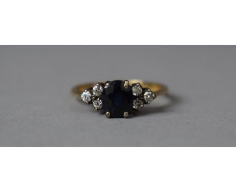 A 9ct Gold, Sapphire and Diamond Chip Ring, 2.6g 