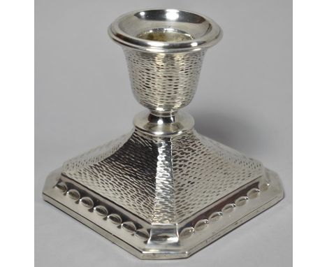 A Single Silver Candlestick, Birmingham 1935, Square Plinth Base, 9cms High 