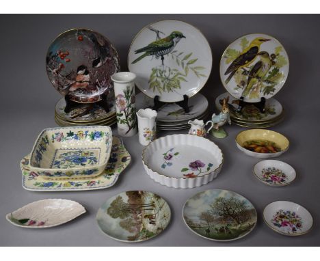 A Collection of Various Ceramics to include Botanic Garden Portmeirion Sleeve Vase, Two Poole Decorated Plates, Worcester Pin