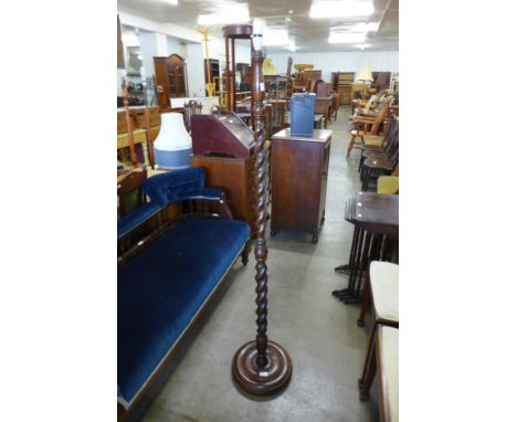 An oak barleytwist standard lamp 