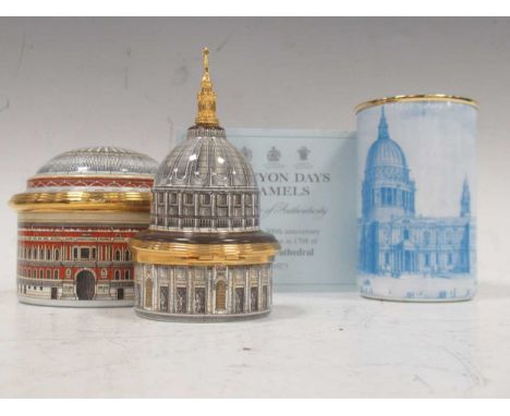 Halcyon Days Enamels - An enamel musical box or the Royal Albert Hall playing 'Rule Britannia' by Thomas Arne; together with 
