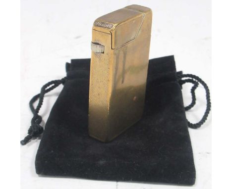 Dunhill petrol lighter in brass, formerly silver plated barley serial no 440072. 1935.