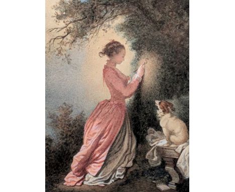 19th Century British School The Souvenir - After Jean-Honoré Fragonard (1732-1806)signed in pencil 'Louie R. Baxter'watercolo