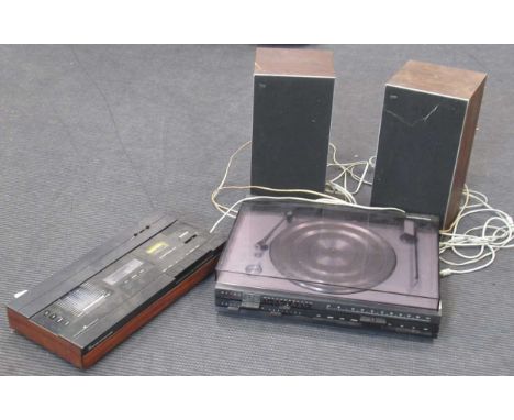 Bang and Olufsen Beocord 2000 cassette deck, Beocenter 1800 record player and radio, together with 2702 Beovox speakers and r