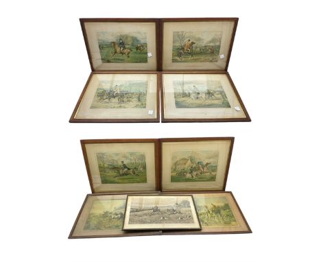 Six hunting lithographs after H Watkins Wild, and three further hunting prints (9)