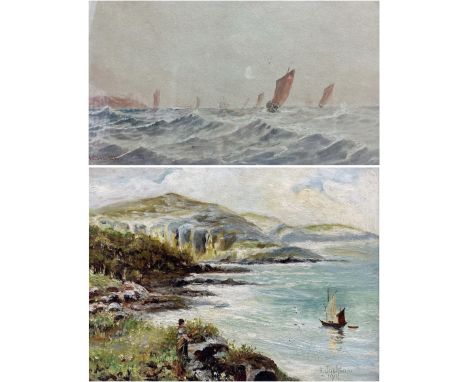 Watson (British early 20th century): Seascape, watercolour signed and dated 1910, 20cm x 34cm; T Joelson (British early 20th 