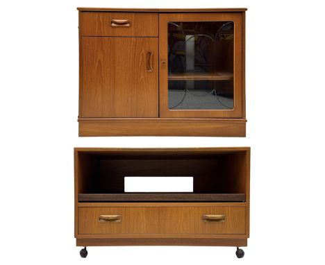G-Plan - mid-20th century 'Fresco' teak television unit, open compartment with sliding shelf over full-width drawer (W83cm, D