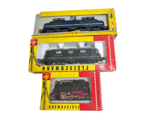 Three Fleischmann HO gauge Continental locomotives, to include one steam and two electric examples, with boxes 