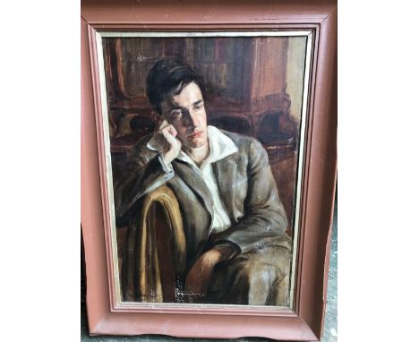 Krekovik (20th Century), Portrait of a young man, seated, oil on canvas, signed, dated 1924, 80 x 53cm  