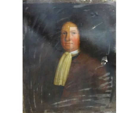 Circle of Thomas Hudson, Portrait of a gentleman, oil on canvas, 77cm x 64cm.; together with the sections of the original car