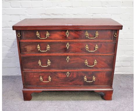 A George III mahogany bachelor's chest, the foldover top above four long graduated drawers on bracket feet, adapted, 95cm wid