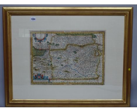 A map by Wolfgang LAZIUM:  Austriae Descrip.  36cm x 49cm within mount, hand-coloured, cartouche strapwork title and scale ba