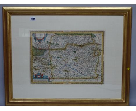 A map by Wolfgang LAZIUM:  Austriae Descrip.  36cm x 49cm within mount, hand-coloured, cartouche strapwork title and scale ba